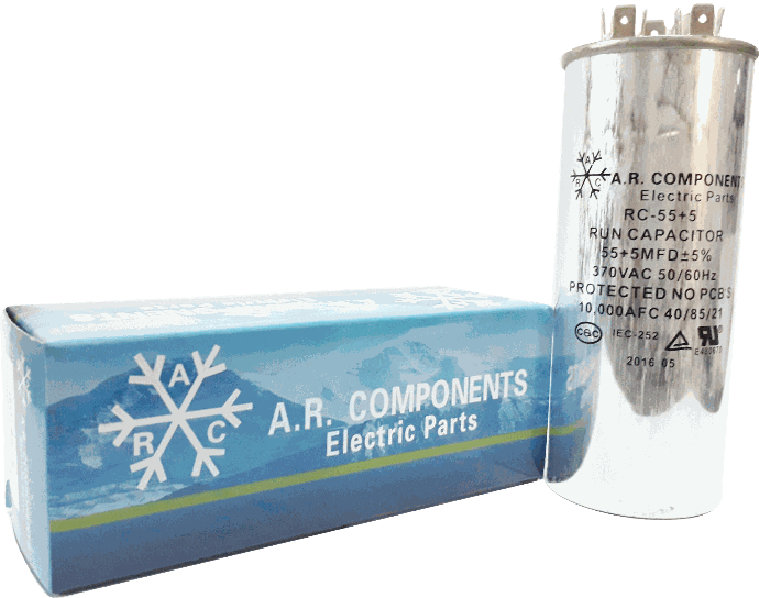 CAPACITOR DE MARCHA DE 55+5  MFD X 370 VAC (U.L.)