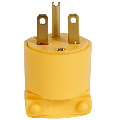 Enchufe Aereo 3 patas 15A 125v PVC Amarillo